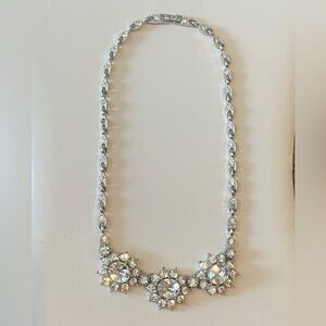 Vintage Clear Rhinestone Silver Tone Necklace